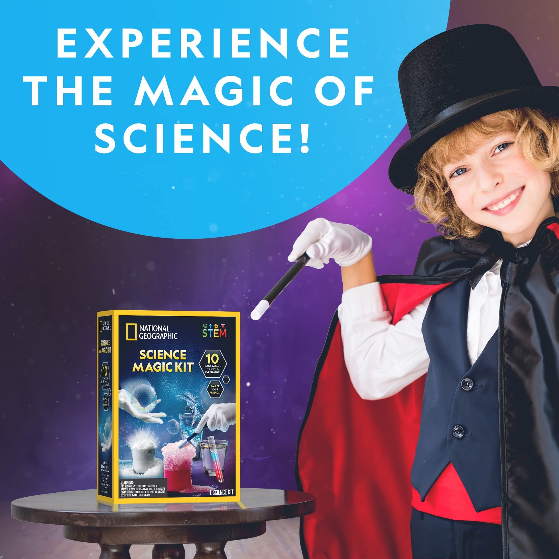 National Geographic Magic Chemistry Set with 10 Tricks for Kids Ages 8-12