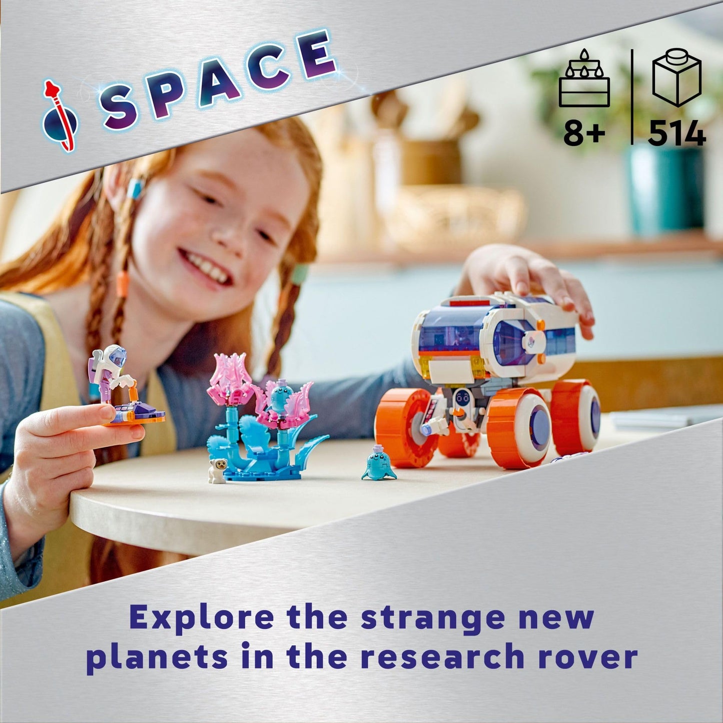LEGO Friends Space Research Rover Toy and Science Playset, Gift for 8 Year Old Girls and Boys, Building Toy for Space Lovers and Kids with 2