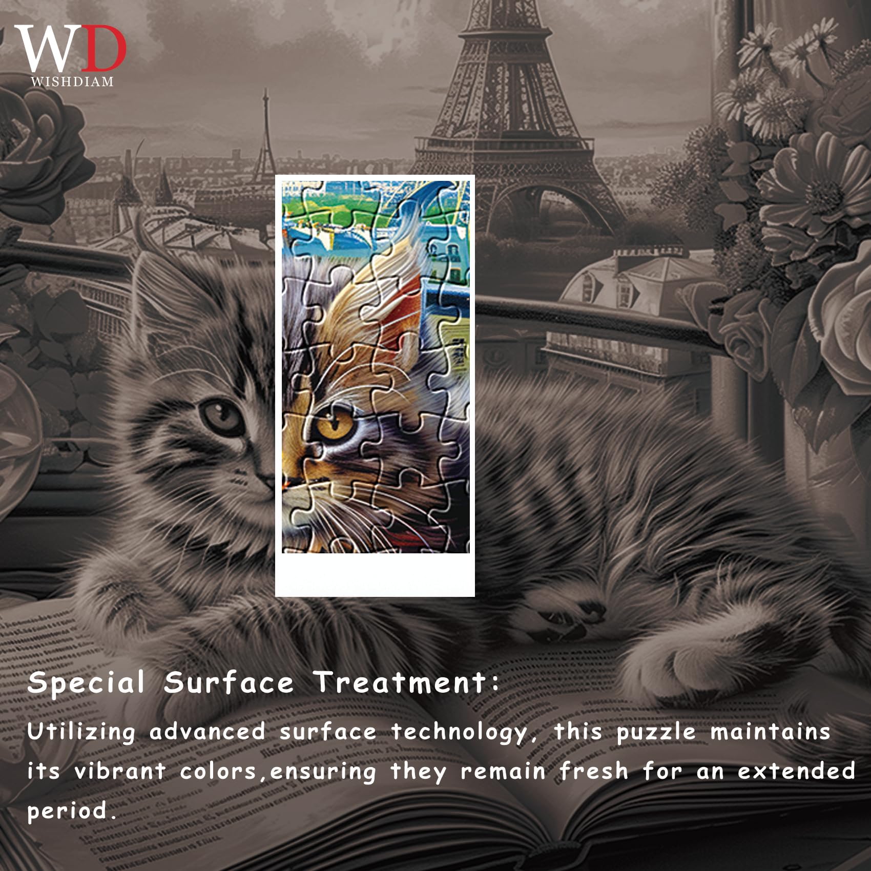 Jigsaw Puzzles 1000 Pieces - WISHDIAM Puzzles for Adults - Cats Kitten Pets Animal Lovers Impossible Hard Difficult Challenging Puzzles for Home Decor