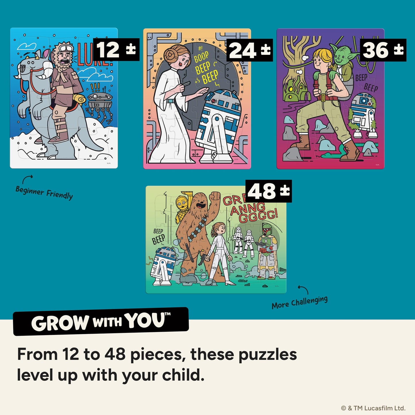 Buffalo Games - Star Wars™ - 4 Pack, 12-48 Piece Puzzles for Kids Ages 4+