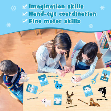 CiyvoLyeen Polar Animals Sewing Kit for Kids Make Your Own Winter Polar Animals Felt Plush Craft Kit Includes 14 Creative Projects to Sewing Beginners