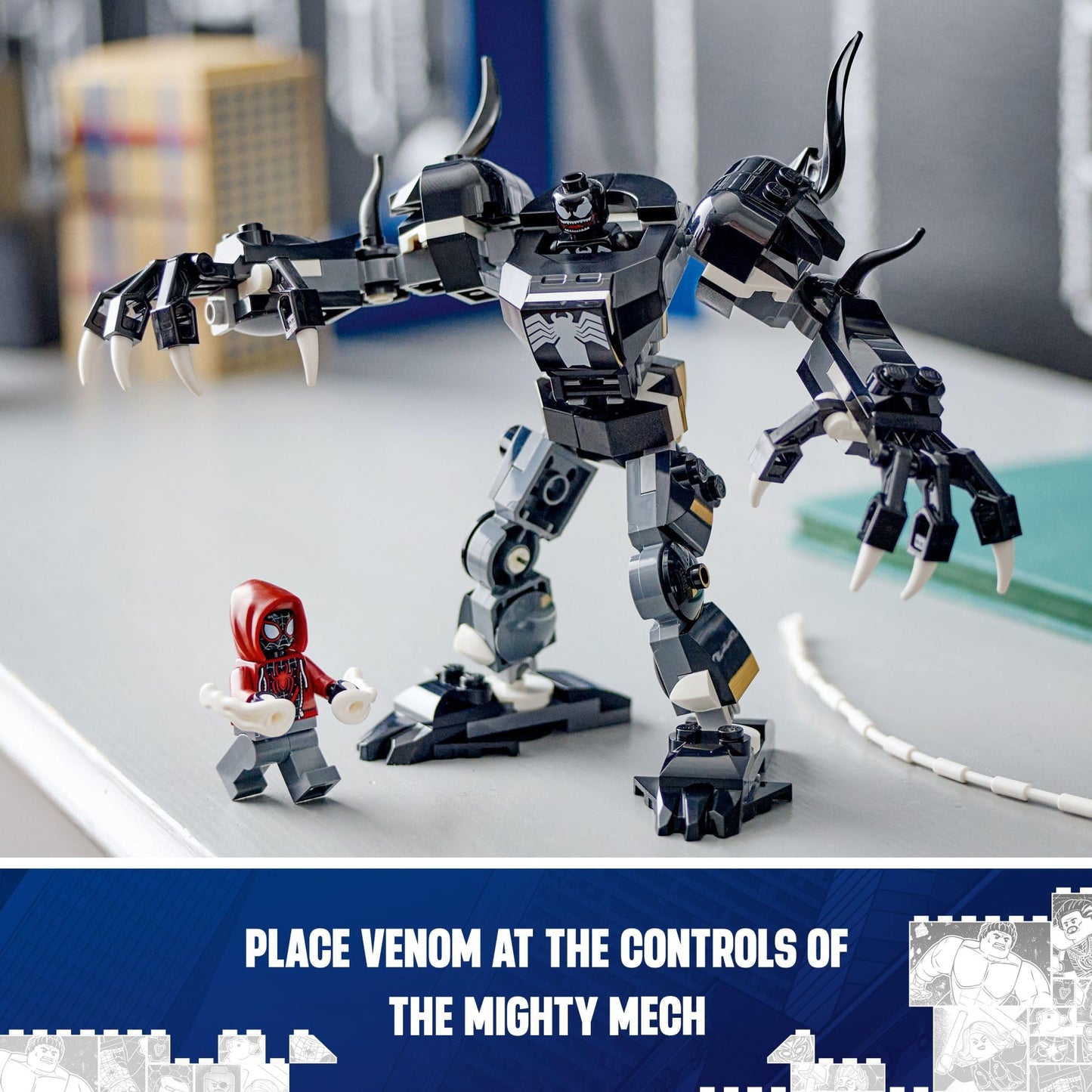 LEGO Marvel Venom Mech Armor vs. Miles Morales, Posable Action for Kids, Marvel Building Set with Minifigures, Travel Toy, Super Hero Battle Gift