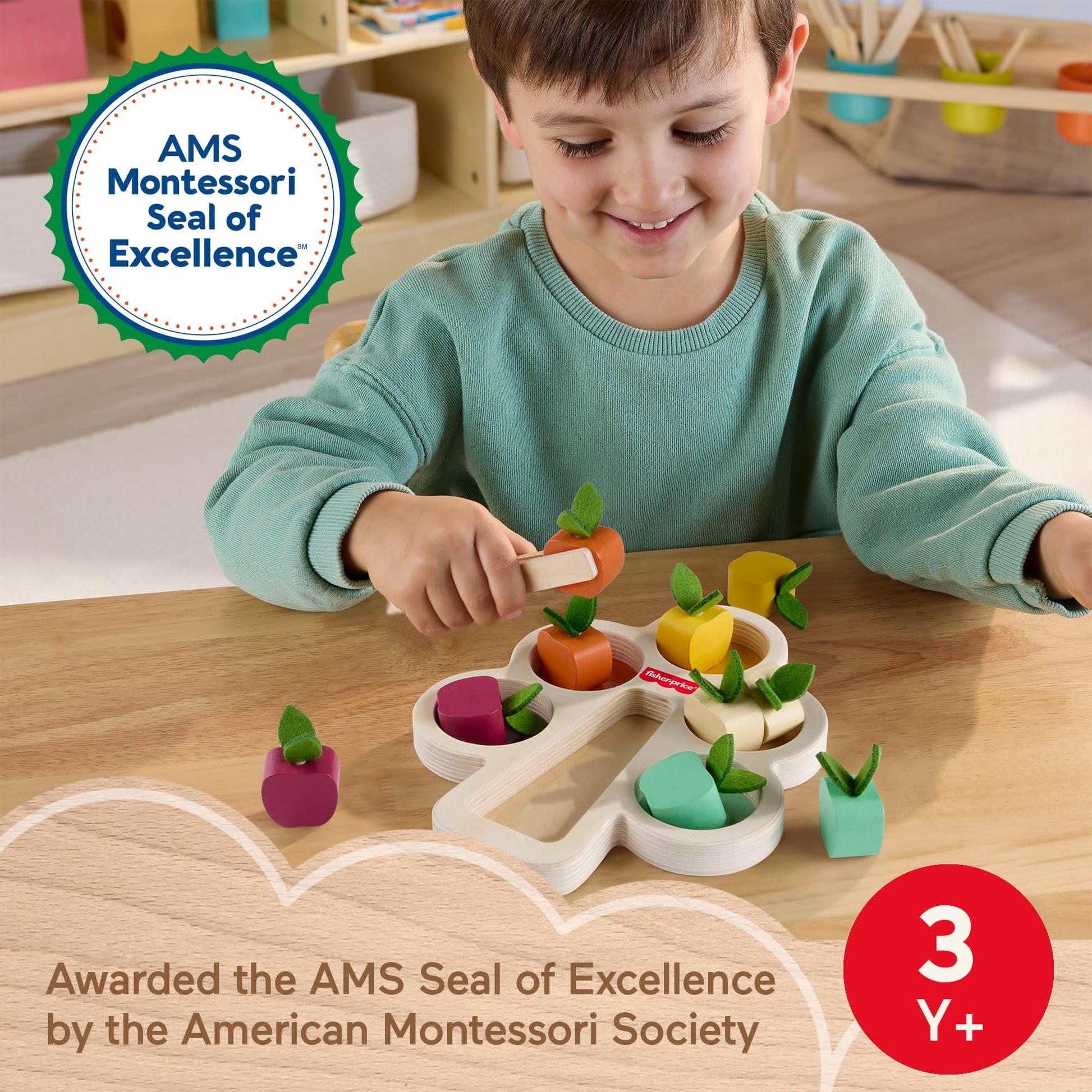 Fisher-Price Wood Montessori Sorting Tree Learning Activity