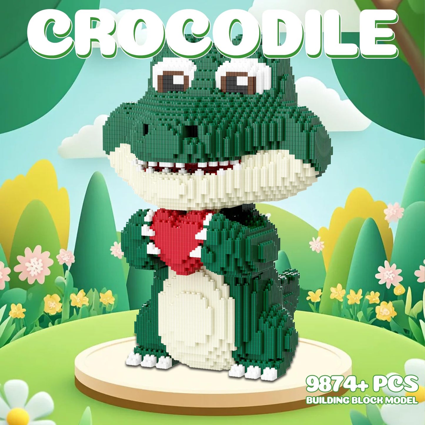 APENGBAOL Animal Love Crocodile Micro Mini Building Blocks Set?9874PCS 39cm High Series? Gift for Adults