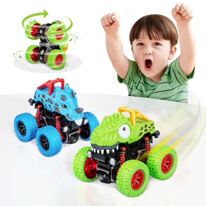 LODBY Dinosaur Toys for 2 3 4 5 Year Old Boys - Monster Truck Toys for Toddlers Boys Ages 2-4-6 - Push and Go Cars Dinosaur Toys for Kids 3-5 Year Old