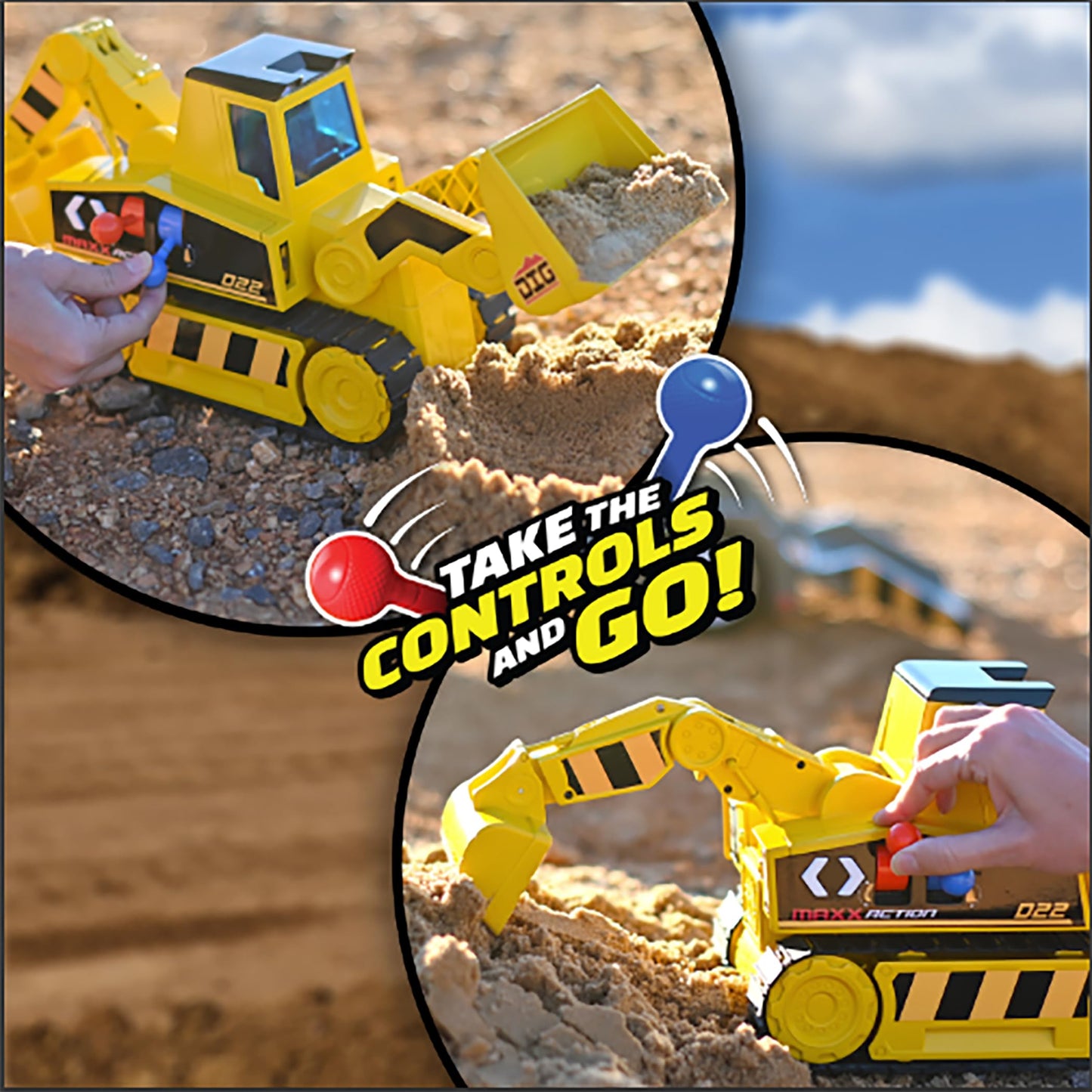 Sunny Days Entertainment Maxx Action 2-N-1 Mega Mover - Construction Truck and Trailer with Lights, Sounds and Motorized Drive, Yellow, Large