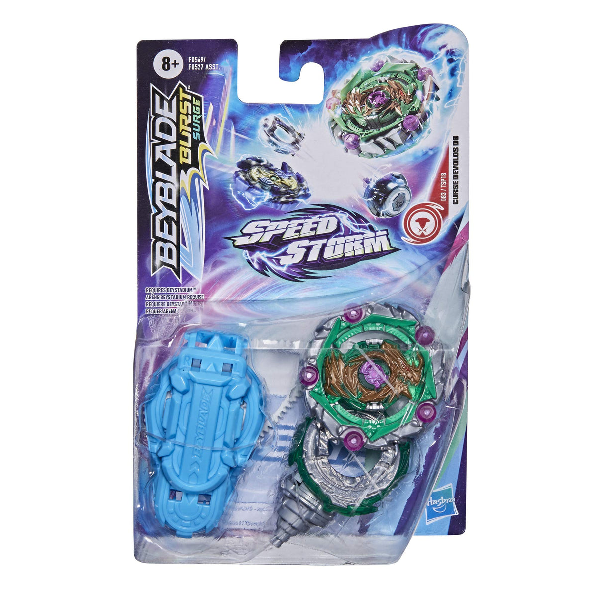 Beyblade Burst Surge Speedstorm Curse Devolos D6 Spinning Top Starter Pack - Balance Type Battling Game Top with Launcher, Toy for Kids