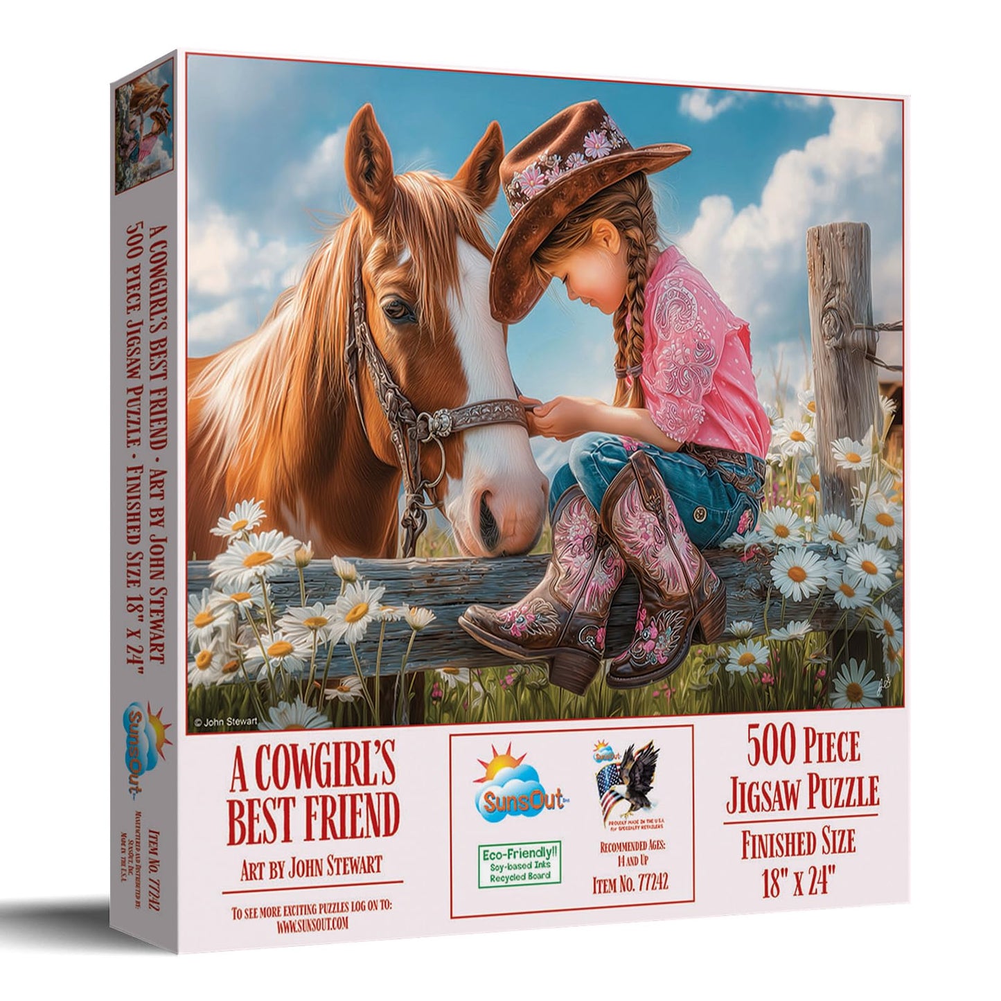 Sunsout A Cowgirl's Best Friend 500 Piece Jigsaw Puzzle for Adults - Finished Size: 18" x 24" by Artist: John Stewart