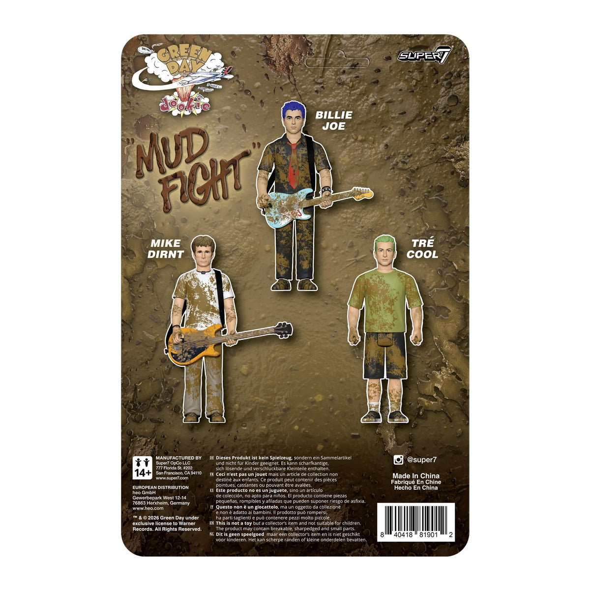 Super7 Green Day Reaction Figures Wave 01(Mud Fight)- Mike Dirnt