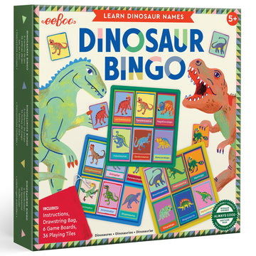 eeBoo: Dinosaur Bingo for Kids Ages 5+, Prehistoric Theme Learning Game that Teaches Dinosaur Names & Builds Vocabulary
