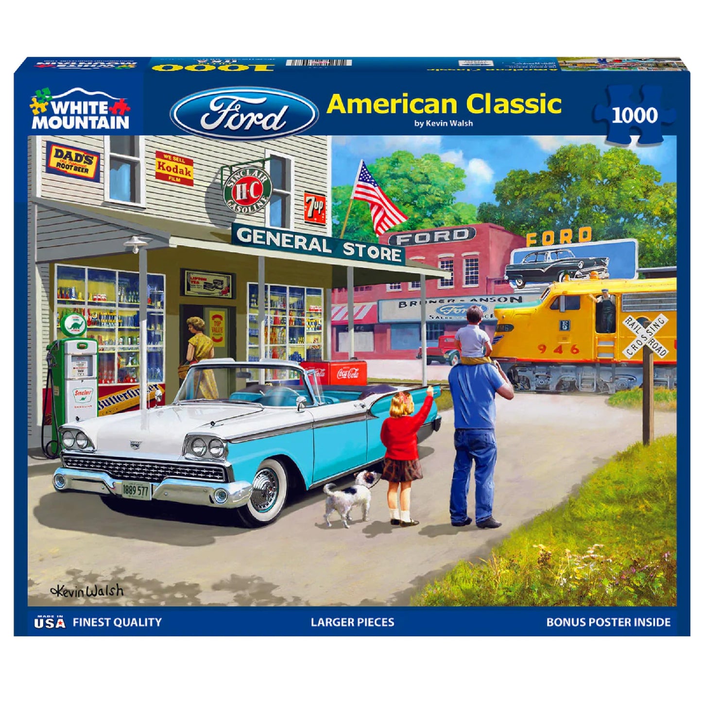 White Mountain 1000 Piece Jigsaw Puzzle Vintage Car, Ford American Classic