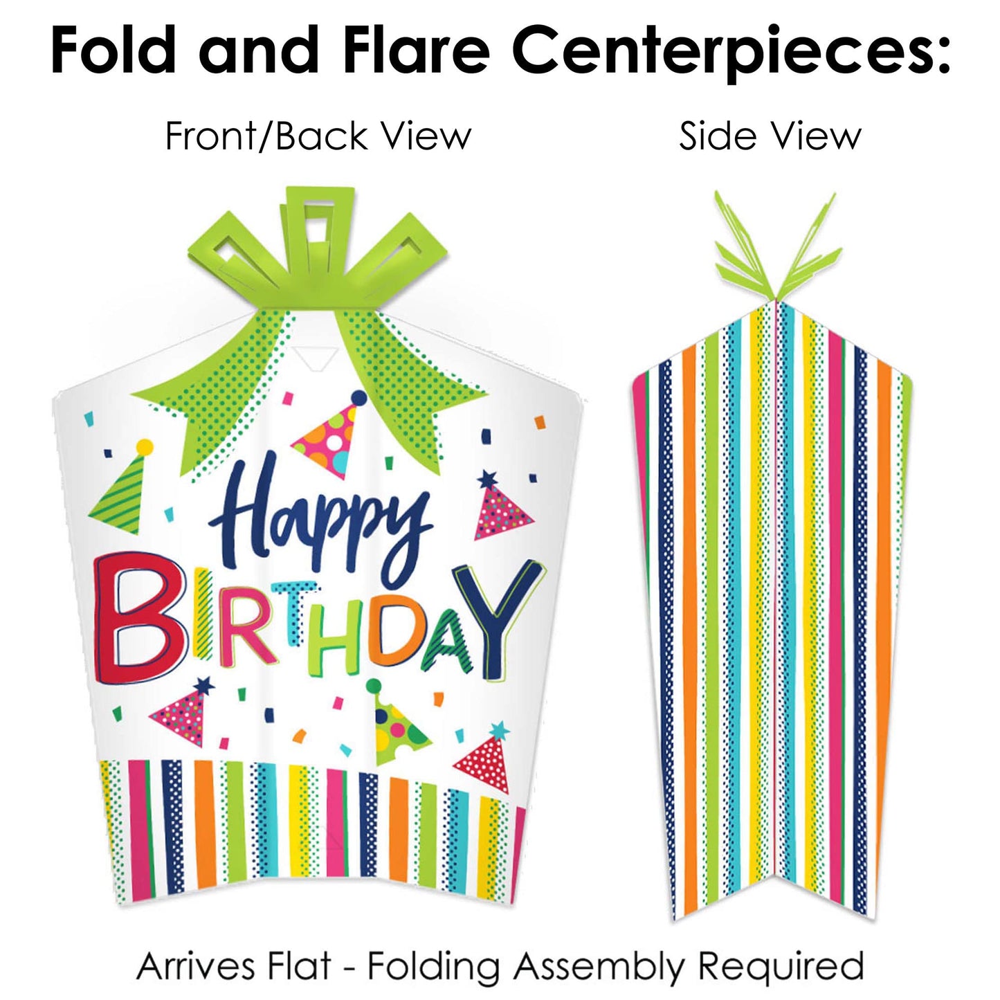 Big Dot of Happiness Cheerful Happy Birthday - Colorful Birthday Party Decor and Confetti - Terrific Table Centerpiece Kit - Set of 30