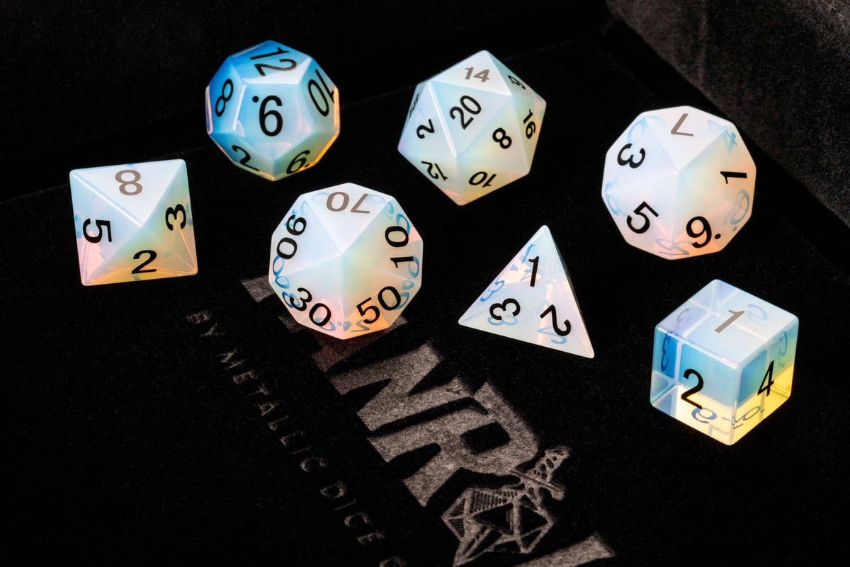 FanRoll Mystic Mines Opalite: 16mm Stone Polyhedral Dice Set