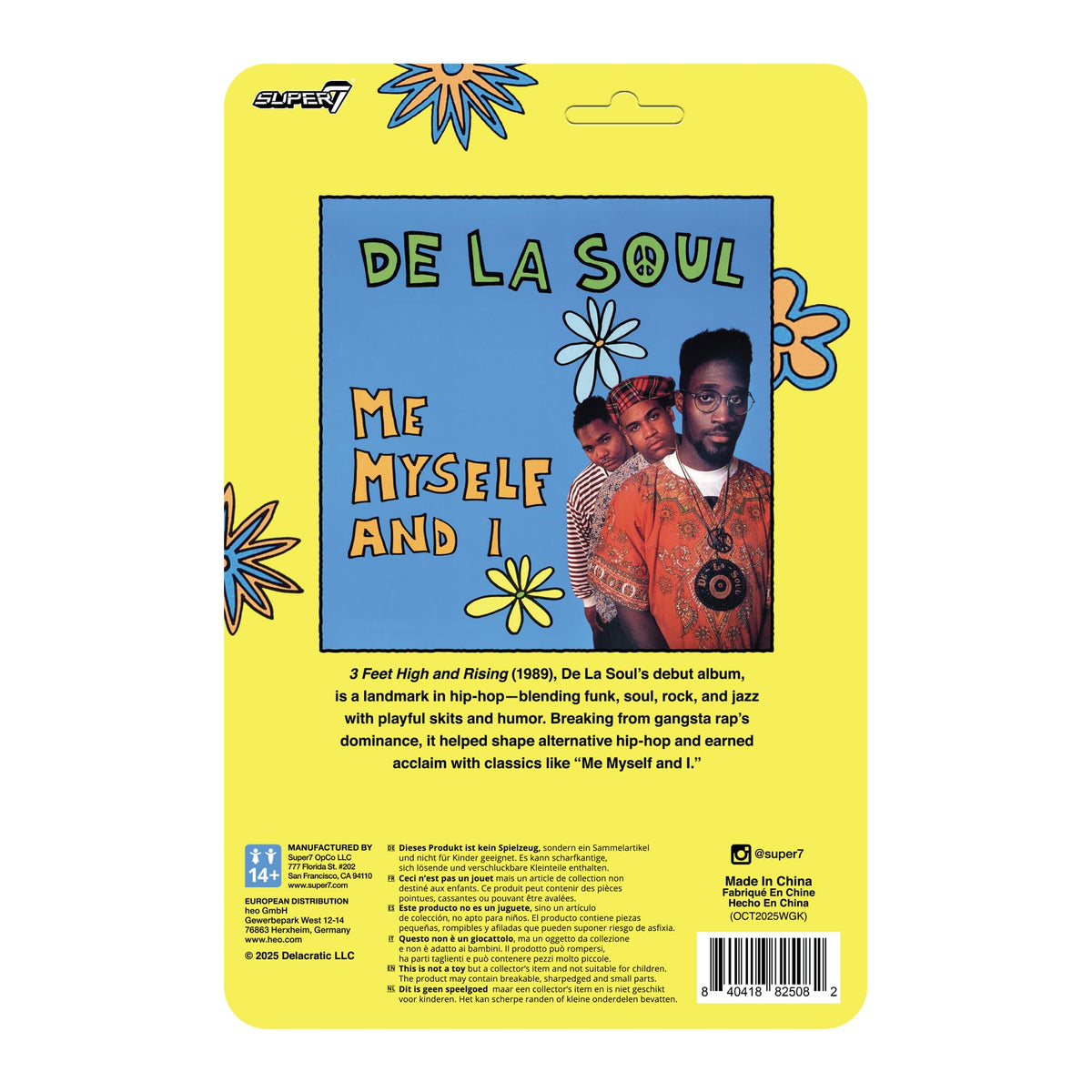 Super7 Reaction Figure De La Soul Kelvin Posdnuos Mercer (Me, Myself & I) - 3.75" De La Soul Action Figure with Accessory - Hip Hop Collectibles and