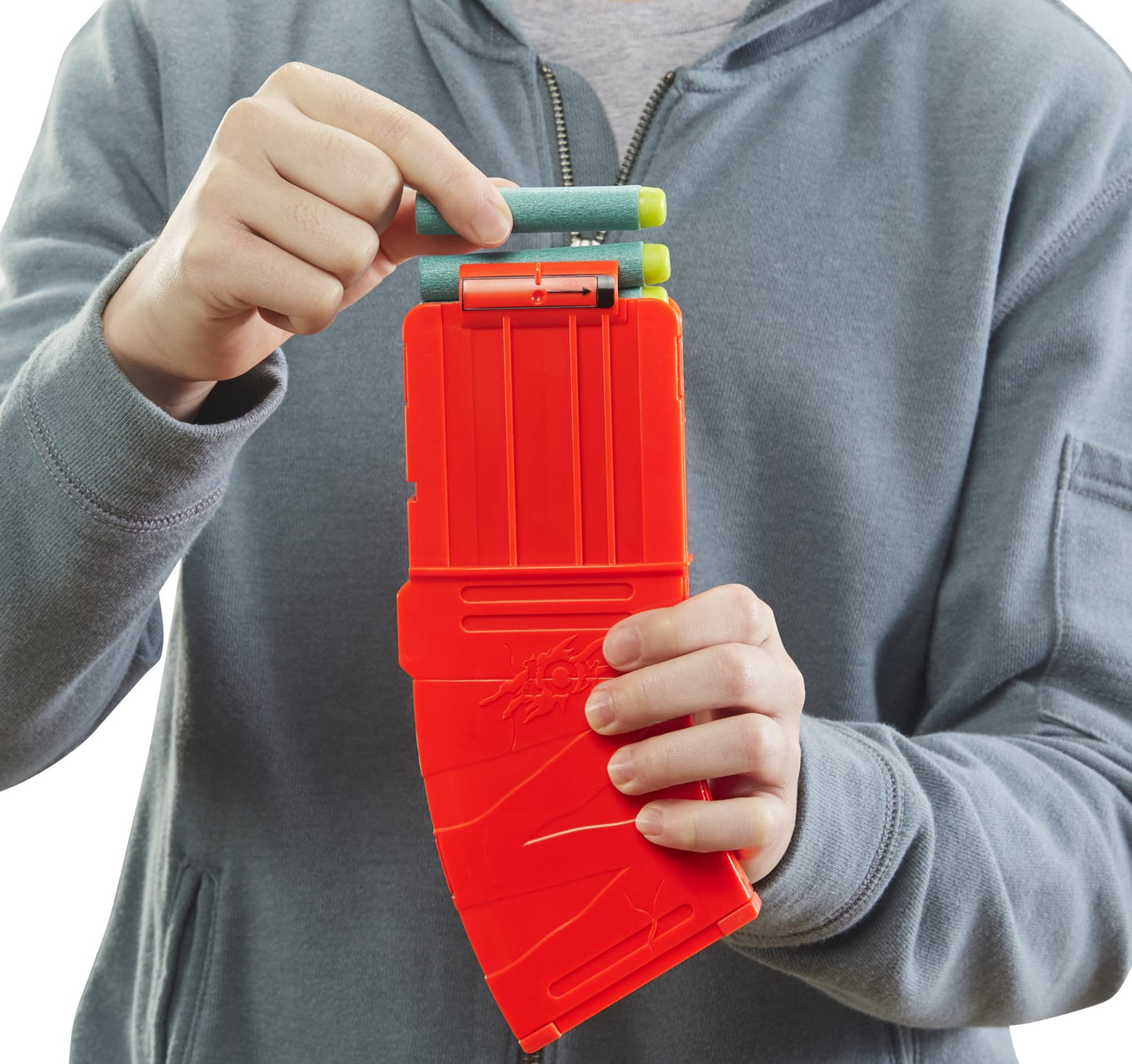Nerf DinoSquad Rex-Rampage Motorized Dart Blaster, 10-Dart Clip, 20 Official Darts, 10-Dart Storage- T-Rex Dinosaur Design, Red