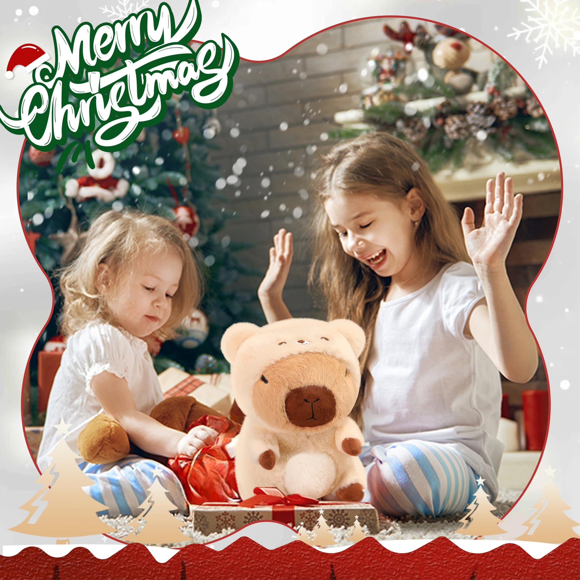 WUFUVAP Cute Capybara Plush Wearing Bear Costume Kawaii Capybara Stuffed Animal Soft Stuffed Capibara Toy Birthday Gifts Party Decoration for Kids
