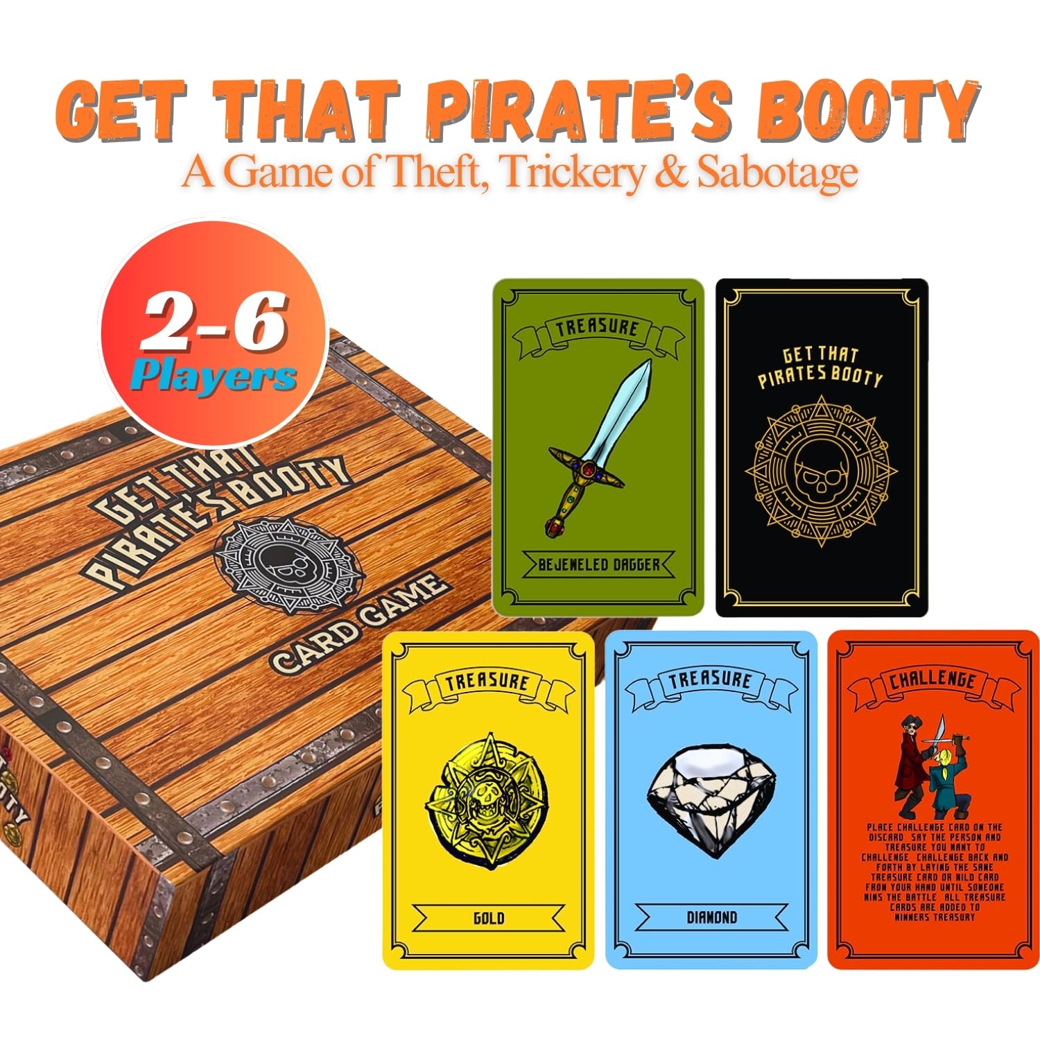 Get That Pirate's Booty Card Game, Fun 2-6 Player Family-Friendly Card Game for Adults, Teens, & Kids a Fun Pirate Themed Game and Good Stocking