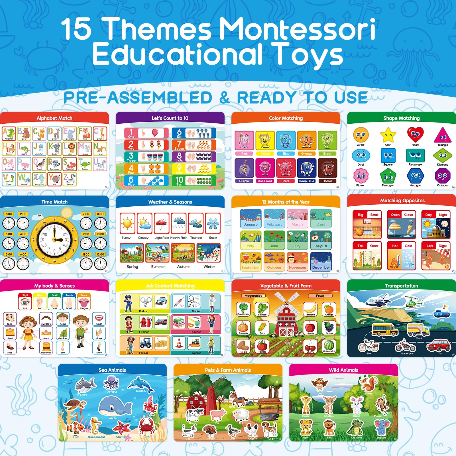 Preschool Busy Book for Toddlers with Case, 176 Pieces Accessory Complete Preassembled Activity Books for Kids, Learning Resources Montessori