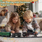 Christmas Electric Remote Control Train Set with Smoke, Lights, Sound, Locomotive, Cars and Remote Carriage, 3 Smoke Outlets, USB Rechargeable,
