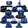 Happy Birthday Blue and Black Table Honeycomb Centerpieces Balloons Theme Decor Table Decorations Table Toppers for Girls Women Princess 16th 21st