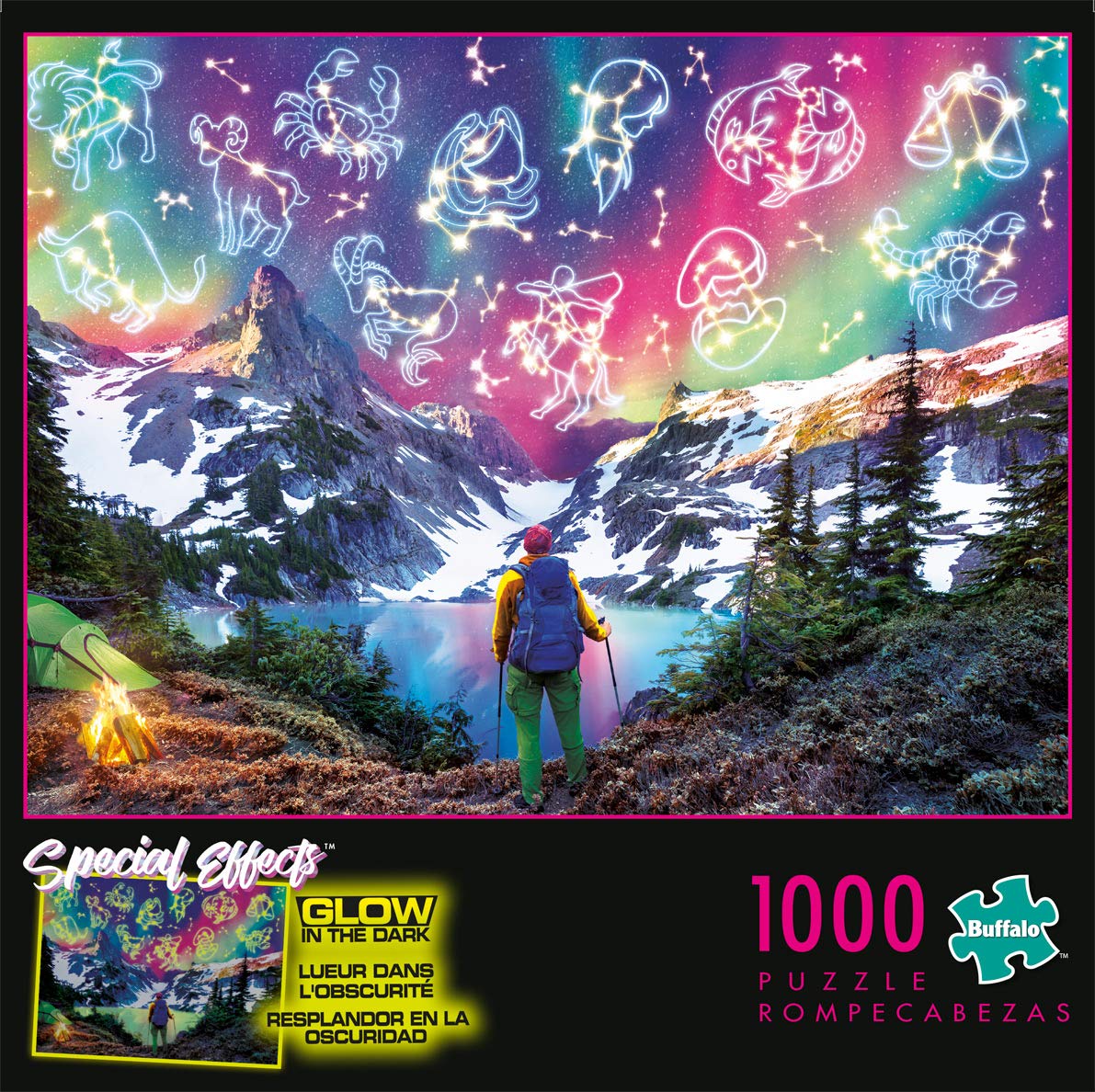 Buffalo Games - Zodiac Mountain - Glow in The Dark - 1000 Piece Jigsaw Puzzle for Adults Challenging Puzzle Perfect for Game Nights - Finished Size is
