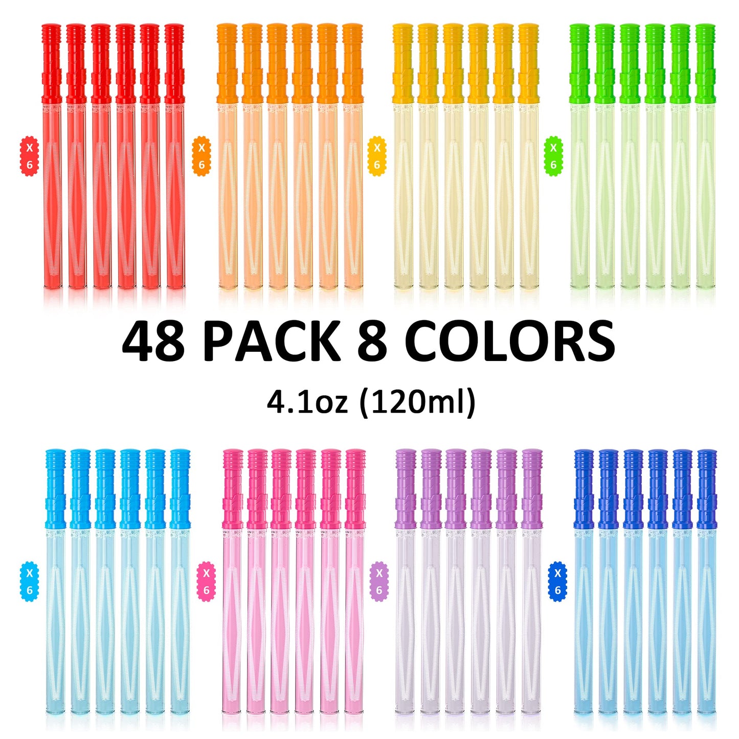 Inscraft 48 Pack 14’’ Big Bubble Wands, 8 Colors Bulk for Summer Toy, Outdoor/Indoor Activity Use, Easter, Birthday, Graduation, Shower, Bubbles Party
