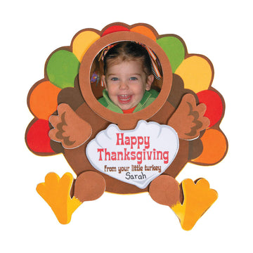 Fun Express Thanksgiving Turkey Picture Frame Magnet Craft Kit - Makes 12 Fall Crafts for Kids Ages 4-8 | DIY Foam Activities for Classroom, Party