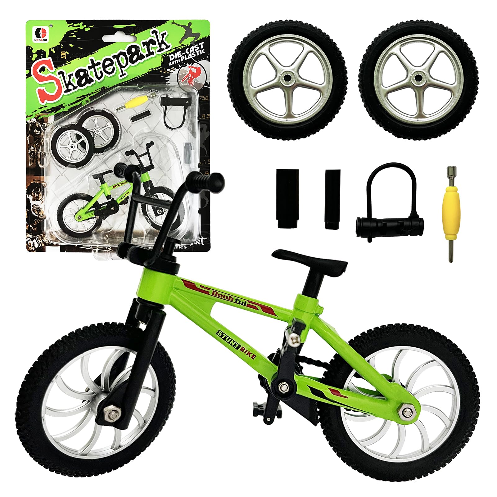 Mini Finger Bike Toy - Alloy Mountain Bicycle Model with Tools, Movable Parts, Gift for Kids & Collectors (Green)