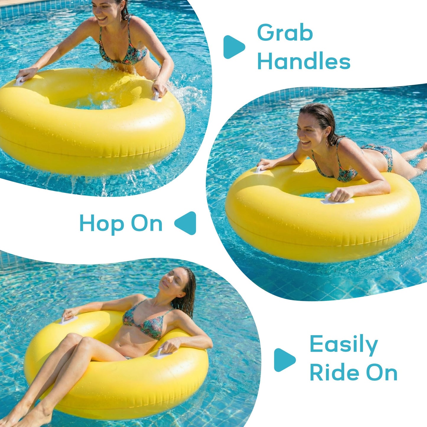 Funscape Large Inflatable Pool Float Rings, 44" Swimming Tube W/Handle