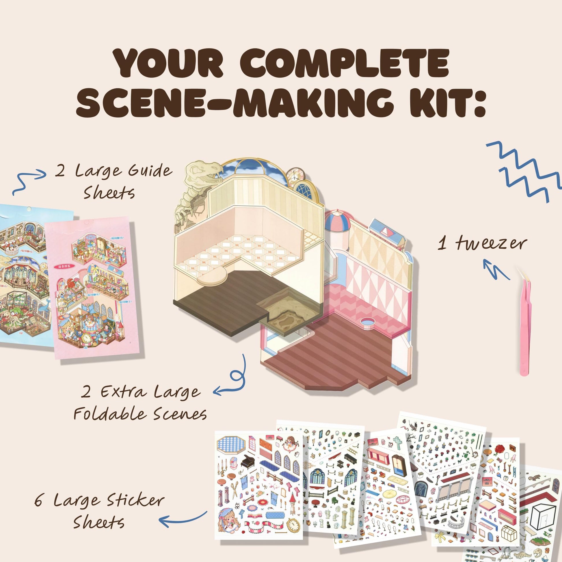 Innovative Foldable 3D Sticker Scene Kit - Interactive Large Sticker Scenes with Layeres for Adults & Kids, Detailed Miniature Scene Stickers Book