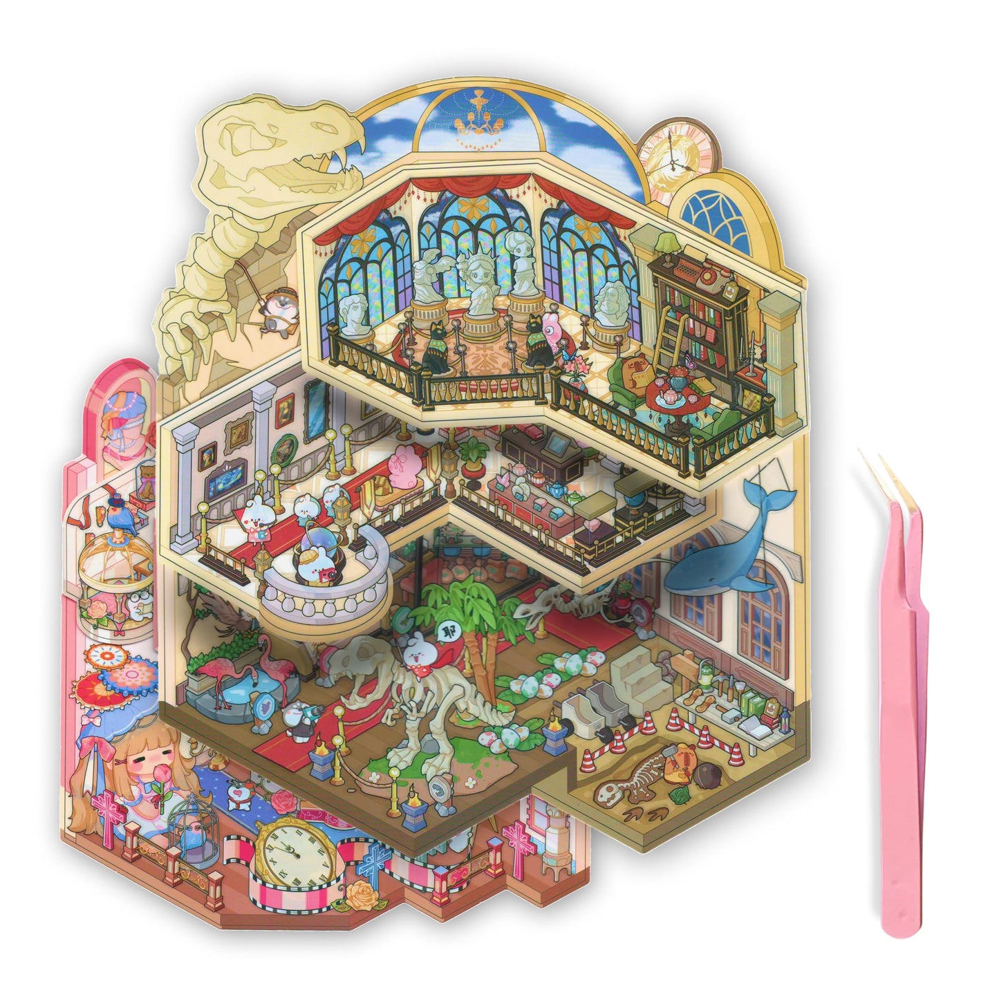 Innovative Foldable 3D Sticker Scene Kit - Interactive Large Sticker Scenes with Layeres for Adults & Kids, Detailed Miniature Scene Stickers Book
