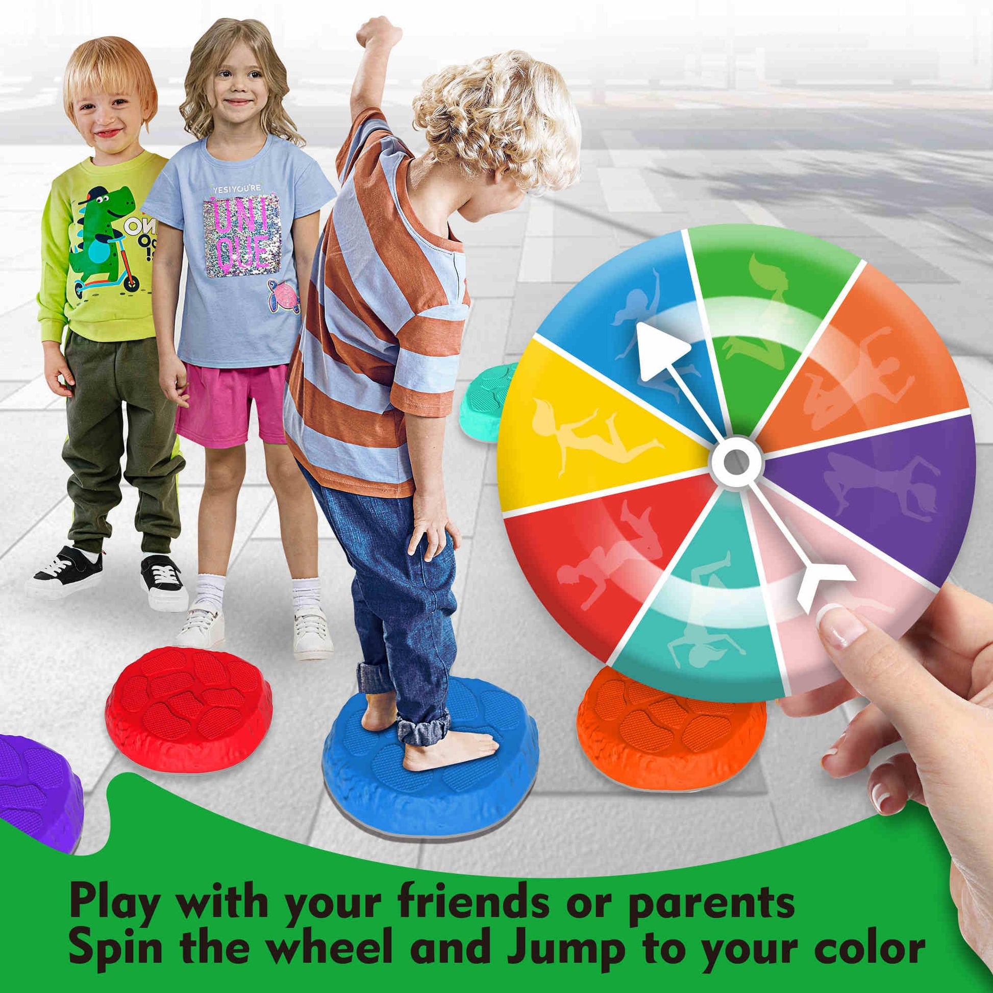 SmartYeen Stepping Stones for kids,8/12 PCS Durable Non-Slip Balance Stones Indoor Outdoor toys for toddlers develope Kids Balance and Coordination
