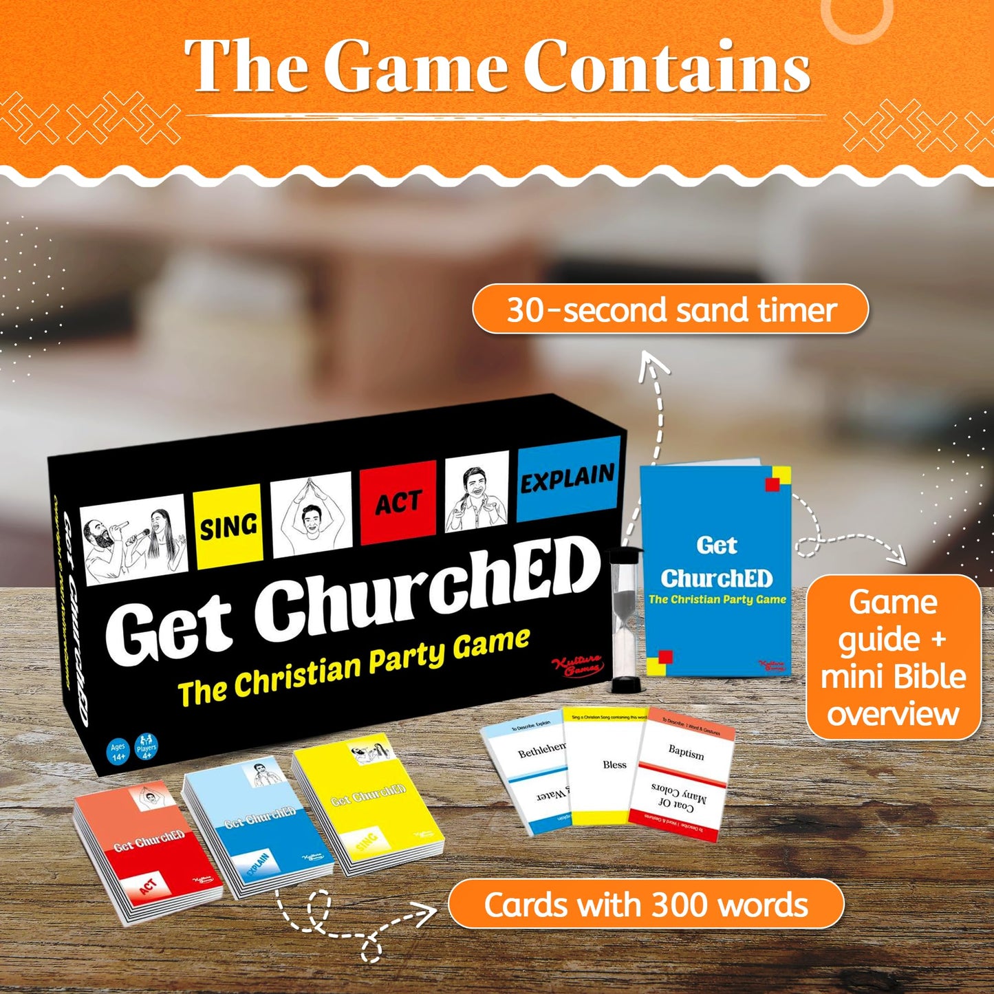 Kulture Games Get ChurchED | The Christian Party Game| Christian Gifts & Cards | Bible Trivia Game | Charades Games | Family & Youth Groups | Bible