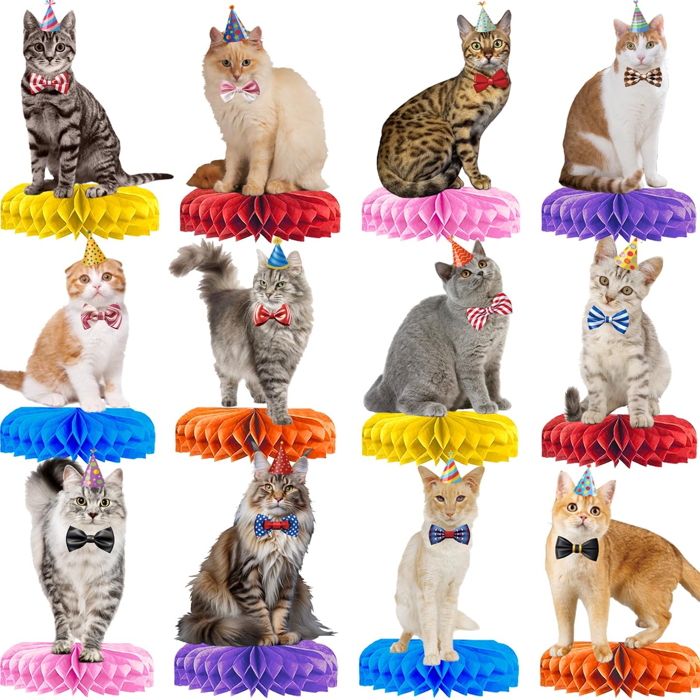 HigzYovn 12Pcs Cat Centerpieces for Table, Cat Birthday Decorations, Cat Party Decorations, Cat Birthday Party Decorations, Kitty Birthday Decorations