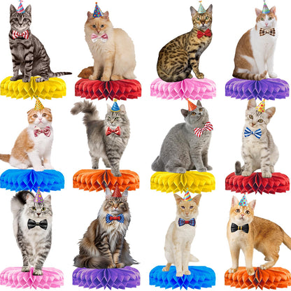 HigzYovn 12Pcs Cat Centerpieces for Table, Cat Birthday Decorations, Cat Party Decorations, Cat Birthday Party Decorations, Kitty Birthday Decorations