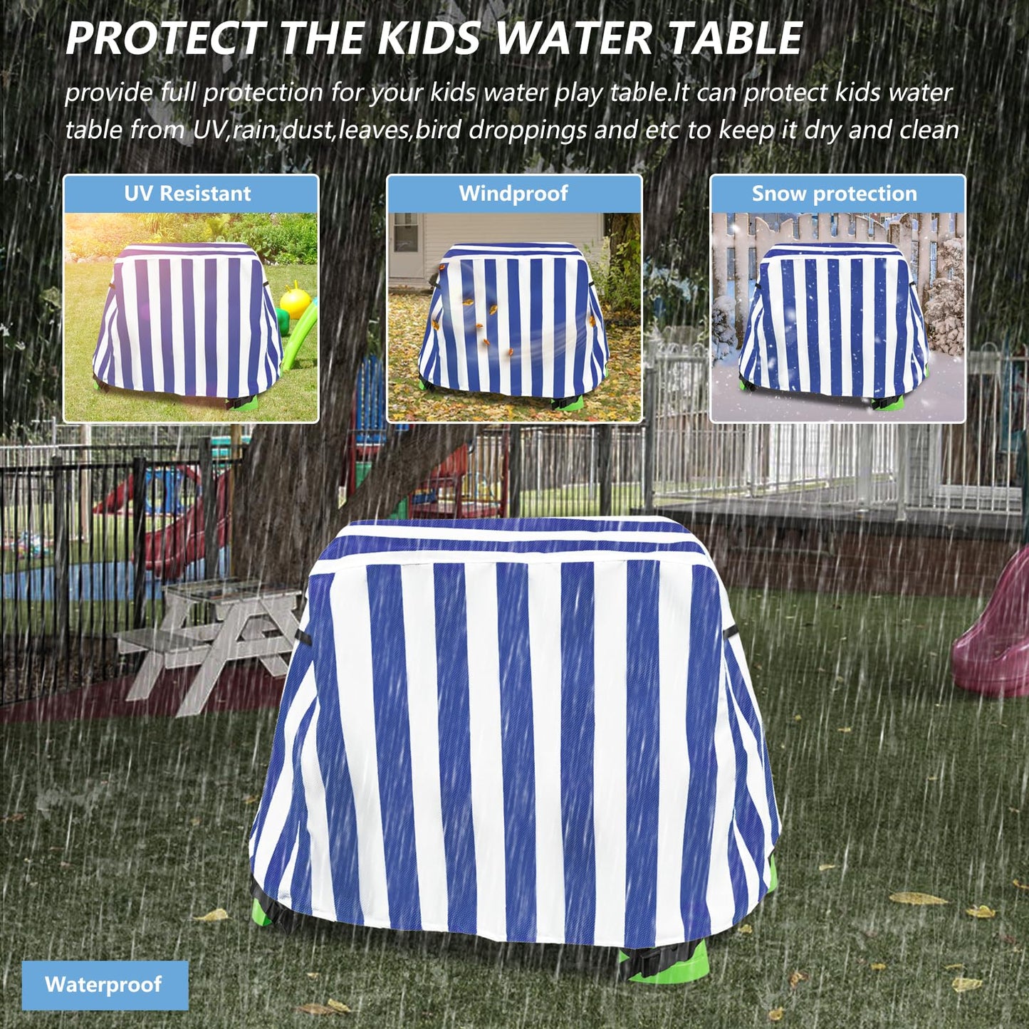 Exokugo Kids Water Table Cover, Outdoor Heavy Duty Durable Waterproof Dustproof Anti-UV Kids Water Play Table Cover, Compatible with Step2 Rain