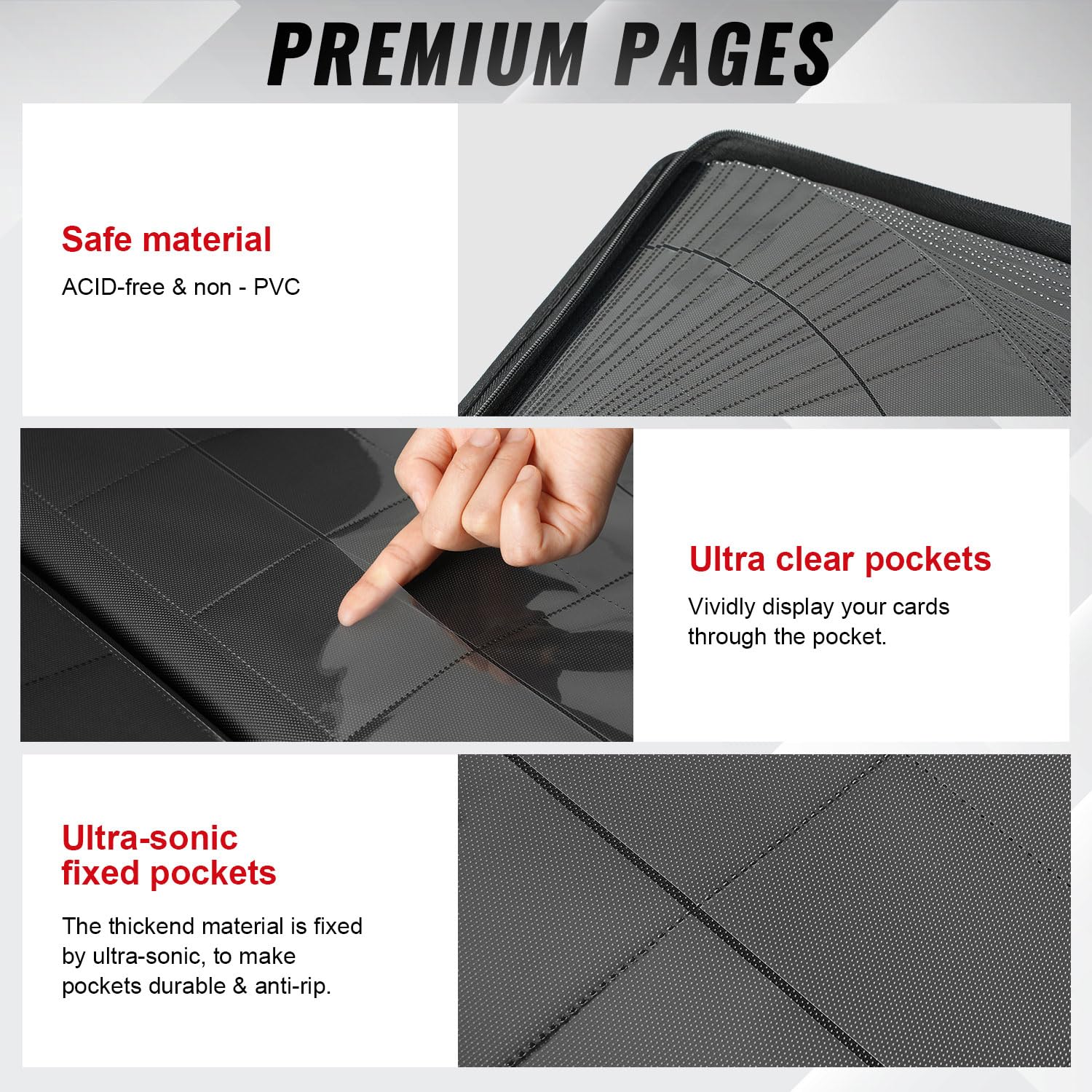Migitec 16-Pocket Binder for 1280 Trading Cards, Ringless Album with 40 Double Sided and Side-Loading Pages, Compatible with MTG, Sport Cards and