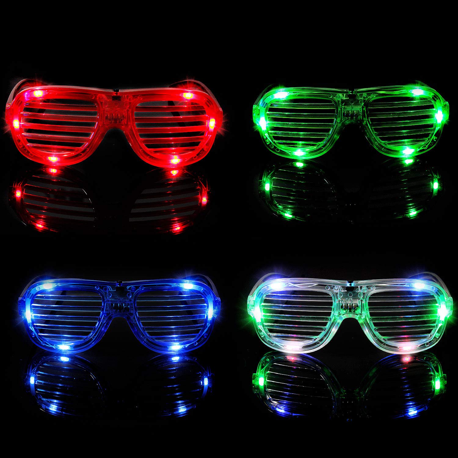 M.best 4 Pack LED Glasses 4 Colors Light Up Glasses Glow In The Dark Party Supplies Favor for Kids Adult Birthday,Raves,Halloween,Christmas, New Year