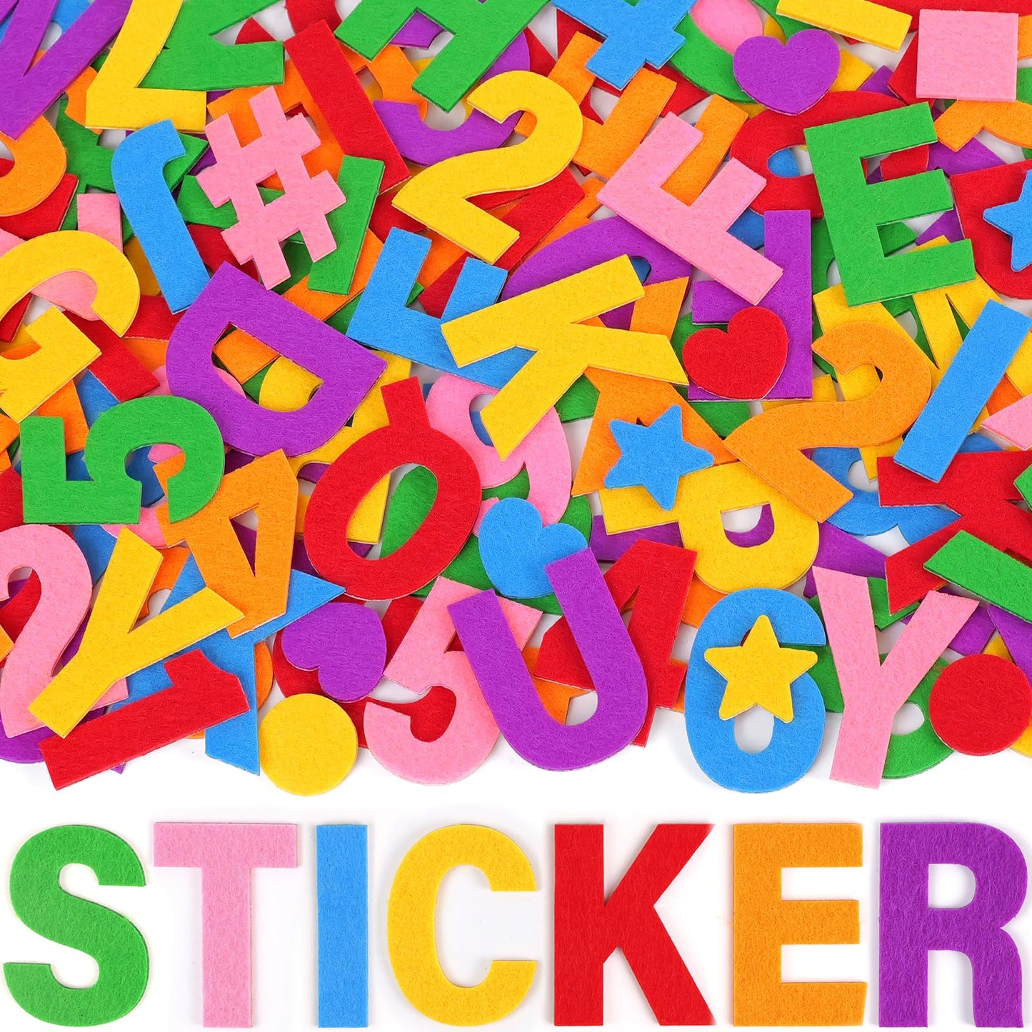 Felt Letters, 315PCS Felt Letter Stickers Large 2 Inch Alphabet Stickers Self Adhesive Colorful Letter and Number Sticker Felt Fabric Letters for DIY