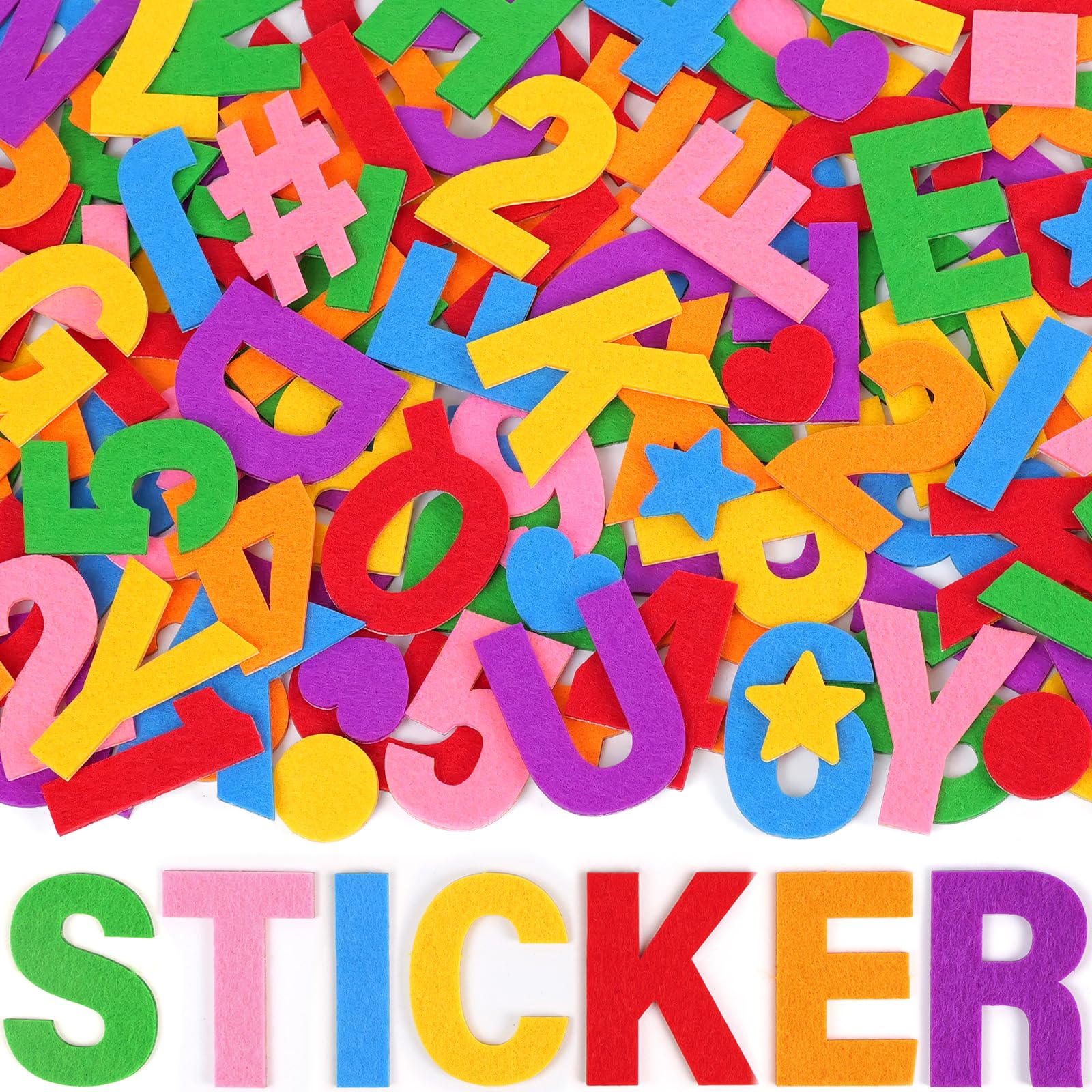 Felt Letters, 315PCS Felt Letter Stickers Large 2 Inch Alphabet Stickers Self Adhesive Colorful Letter and Number Sticker Felt Fabric Letters for DIY