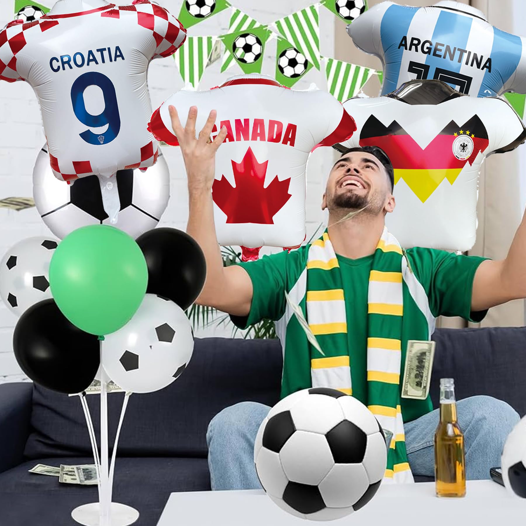 Soccer Jersey Foil Balloons 2026 World Soccer Tournament Jersey Balloons Decorations, Soccer Cup 2026 Mylar Balloons Party Supplies Decorations