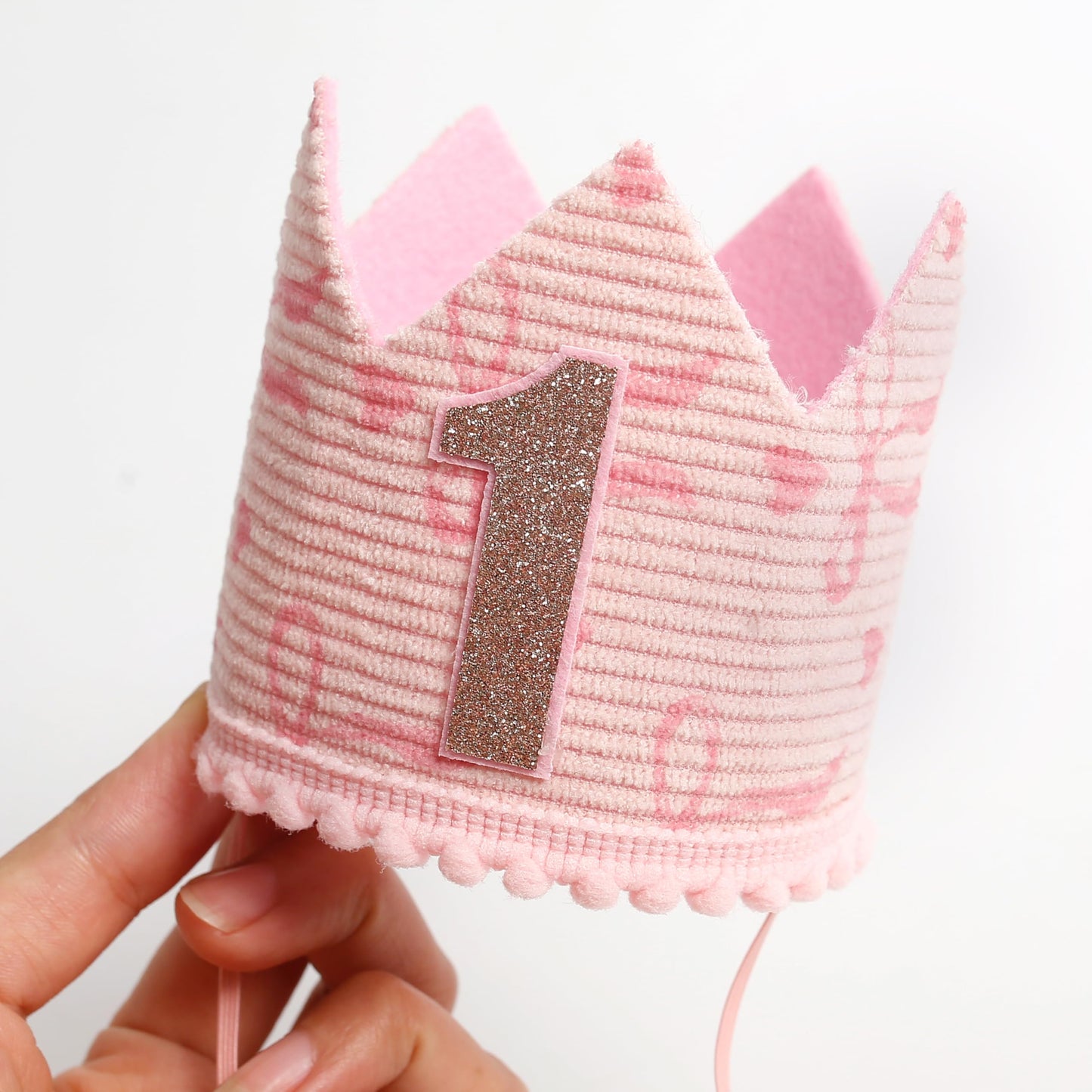 KOJIN Bow 1 St Birthday Crown Hat For girl - Pink First Birthday Hat,Natural Boho One Year Of Decorations (Light pink)