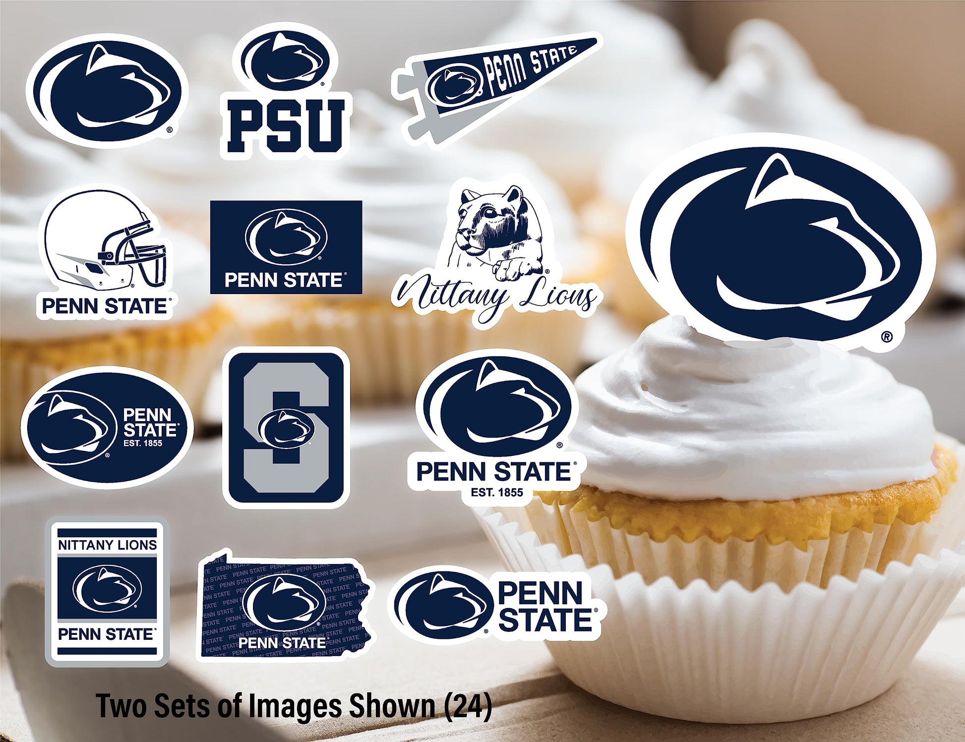 Penn State Cupcake Toppers Graduation Party Cake Decorations 24 Pc