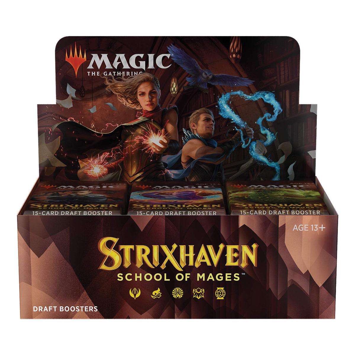 Magic The Gathering Strixhaven Draft Booster Box | 36 Packs (540 Magic Cards), Brown