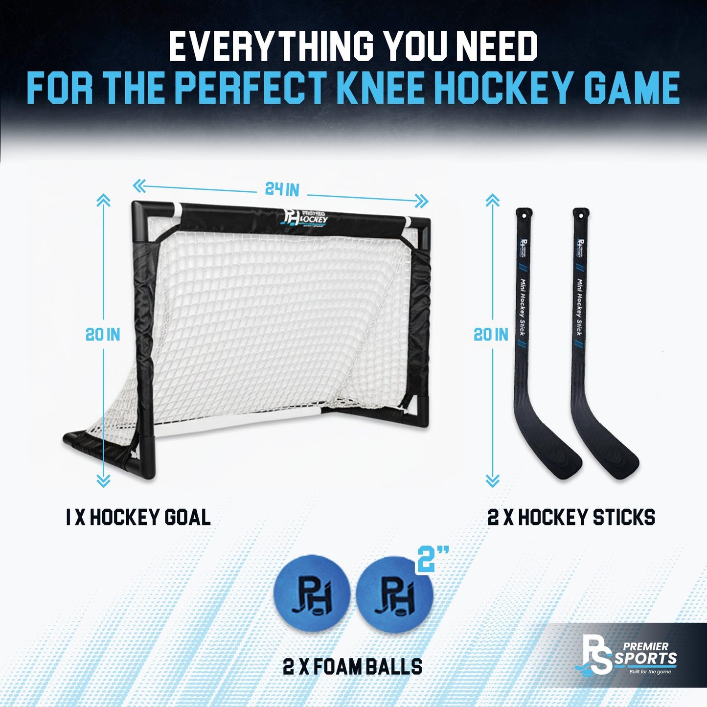 Knee Hockey Set - Complete 2-Player Indoor Kit with Mini Goal