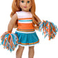 Cheerleader - 6 Piece Cheerleader Outfit - Blouse, Skirt, Headband, Pompons, Socks and Shoes - Clothes for 18 Inch Doll (Doll Not Included)