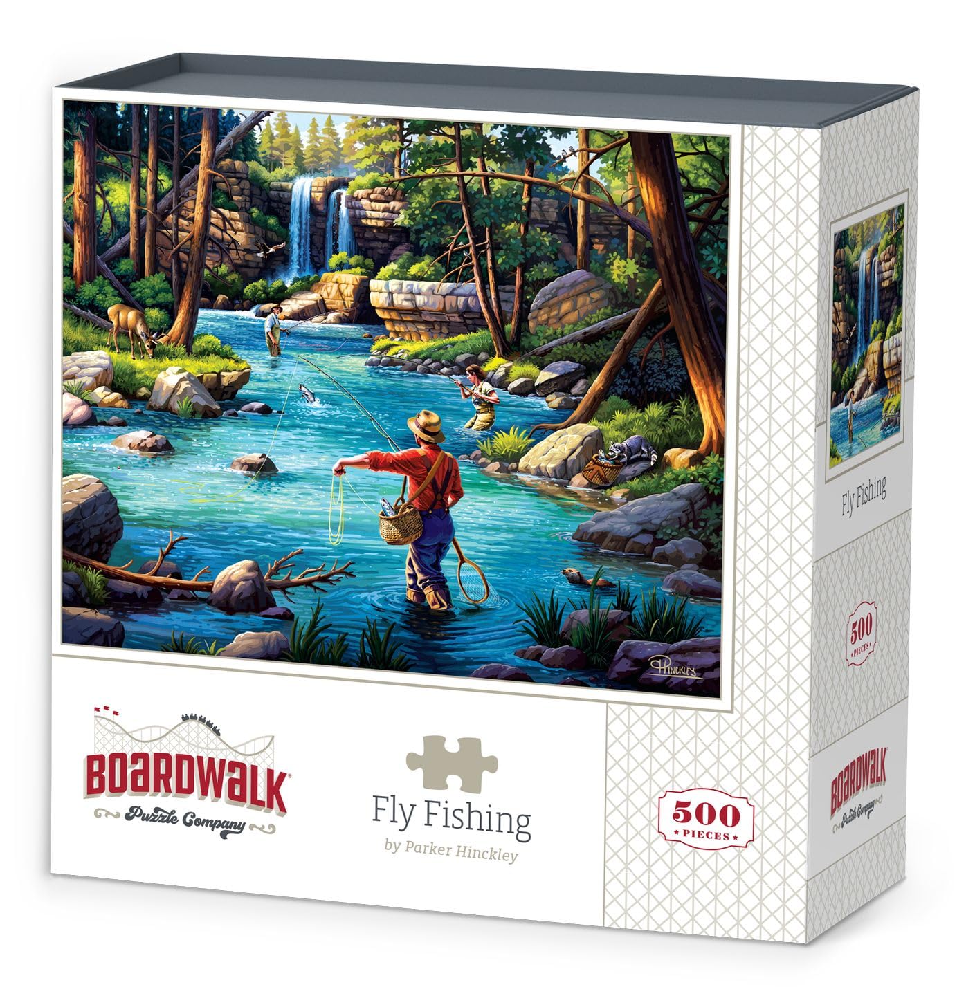 Boardwalk Fly Fishing 500 Piece Jigsaw Puzzle Scenic Outdoor River Puzzles with Premium Box, Gift for Adults and Family 16"x20"