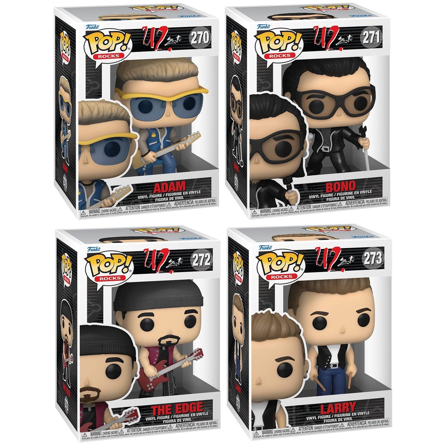 Funko Pop! Rocks: U2 ZooTV Collectors Set- Adam, Edge, Larry, and Bono