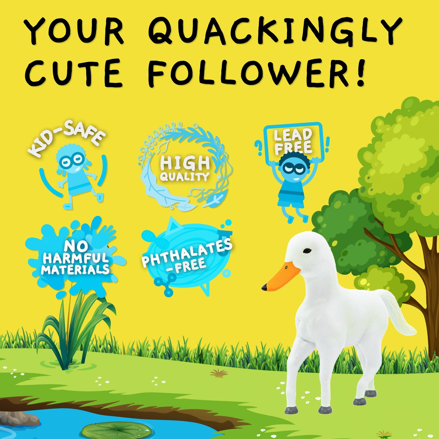 Huck Mini Randimal Animal Figures - Horse & Duck Hybrid Realistic Toys - Unique Safari & Farm Animal Mix - Small Figurines for Kids & Kidults