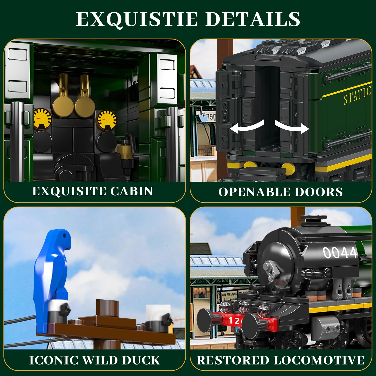 Mould King Flying Scotsman British Steam Locomotive Train, Historical CollectionTrain Model Toy for Collectors, Display and Gift Giving (1766+ Pieces)